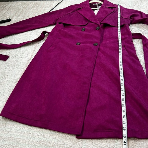 NWT MELLODAY Rich Magenta Trench Coat Mid Length Size XL Outerwear Fall Autumn - Picture 9 of 11